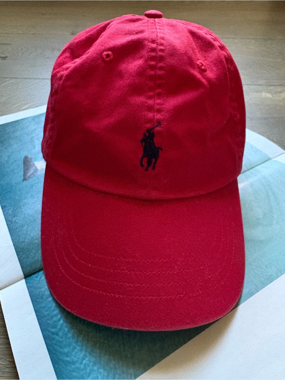 Polo Ralph Lauren Baseball Hat 100% Cotton Adjustable In Red/Navy Pony OS